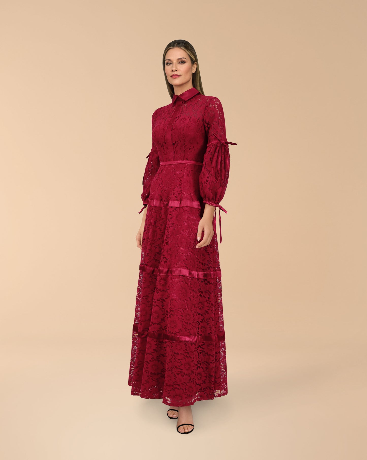 Lace dress with satin strips ODD-Thurayya