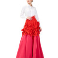 Flowered Bicolour skirt with white shirt - ODD-SET