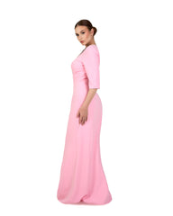 ODD-Sequinned neckline - long floor length pink dress