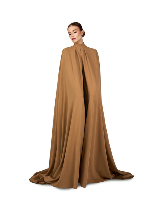 Hearted neckline dress with maxi cape-ODD-Sulaaf