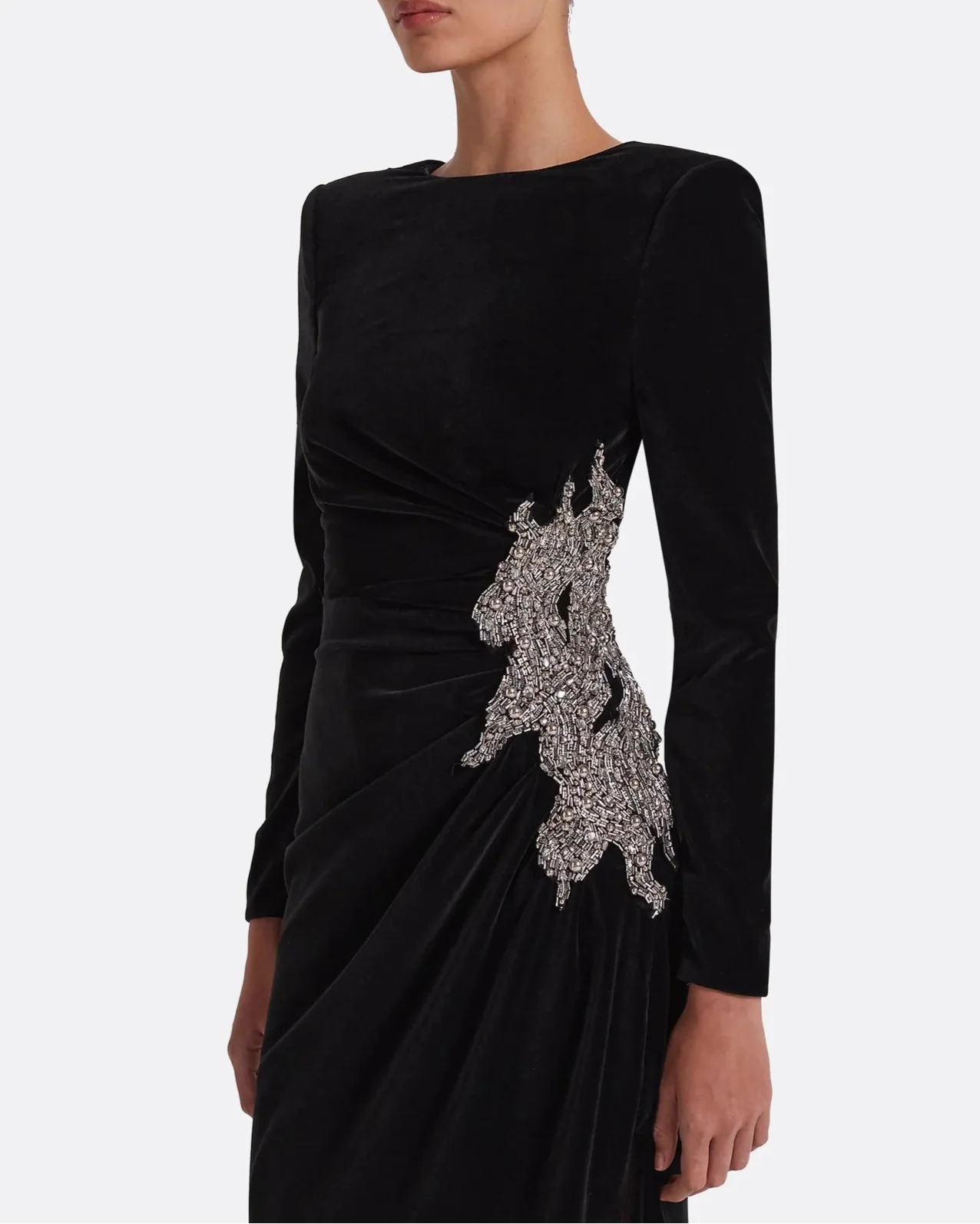 Long sleeve dress with embellished waist sides and draped details -ODD- Poppy
