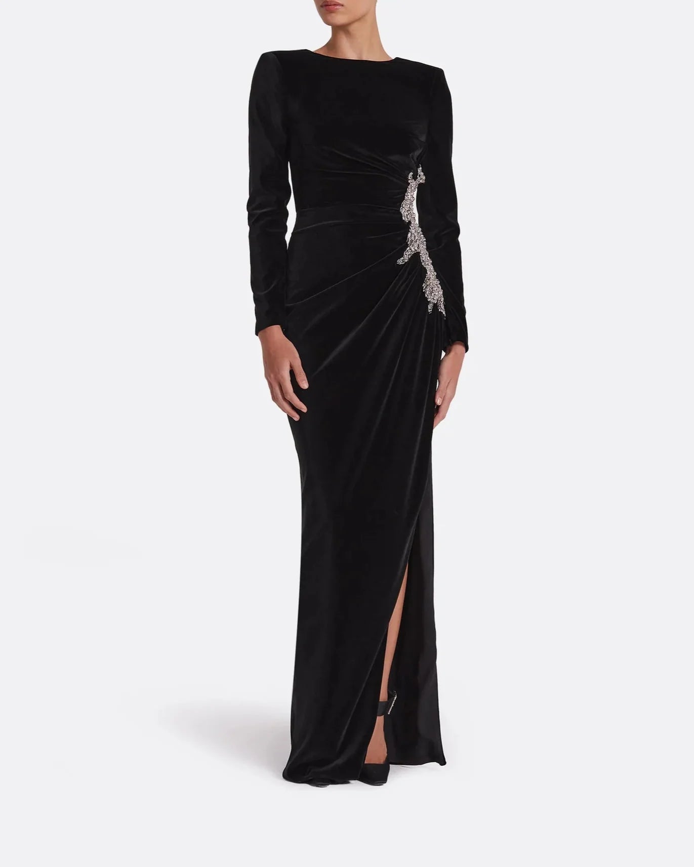 Long sleeve dress with embellished waist sides and draped details -ODD- Poppy
