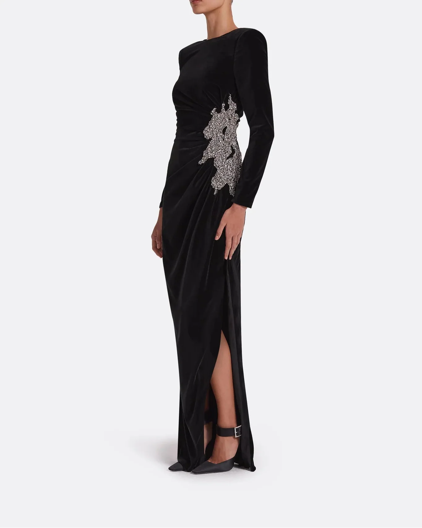Long sleeve dress with embellished waist sides and draped details -ODD- Poppy