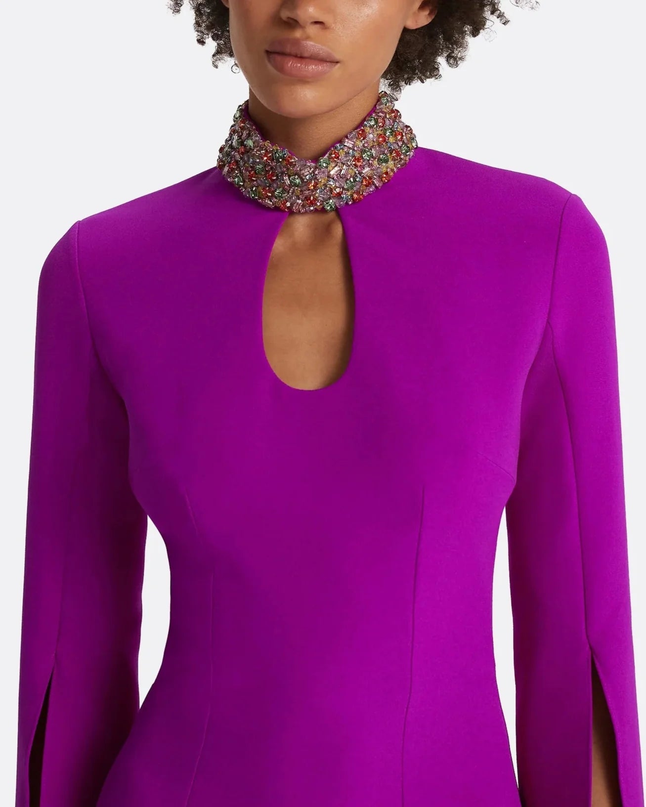 long-sleeve mermaid gown with beaded collar – ODD- VIOLETTA