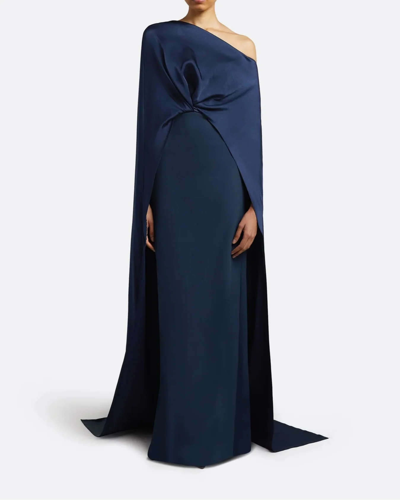One shoulder column dress with twisted cape -ODD- Abby