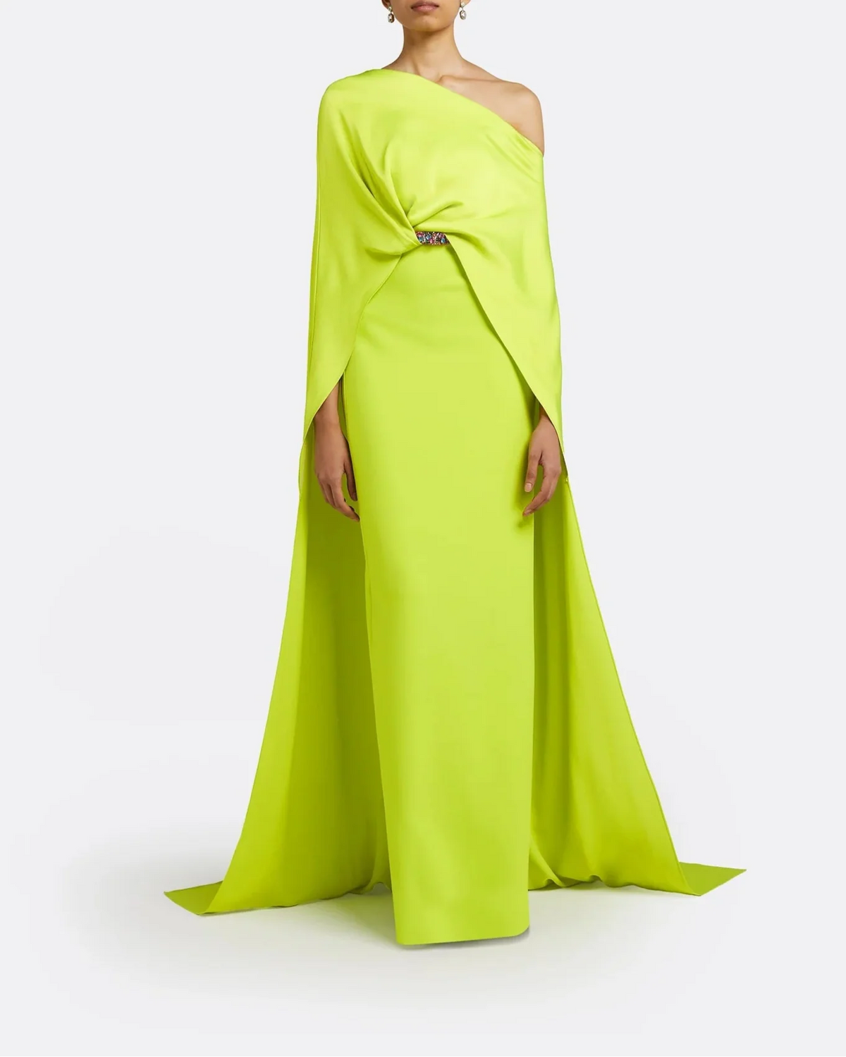 One-shoulder column dress with draped cape - ODD- Sarah