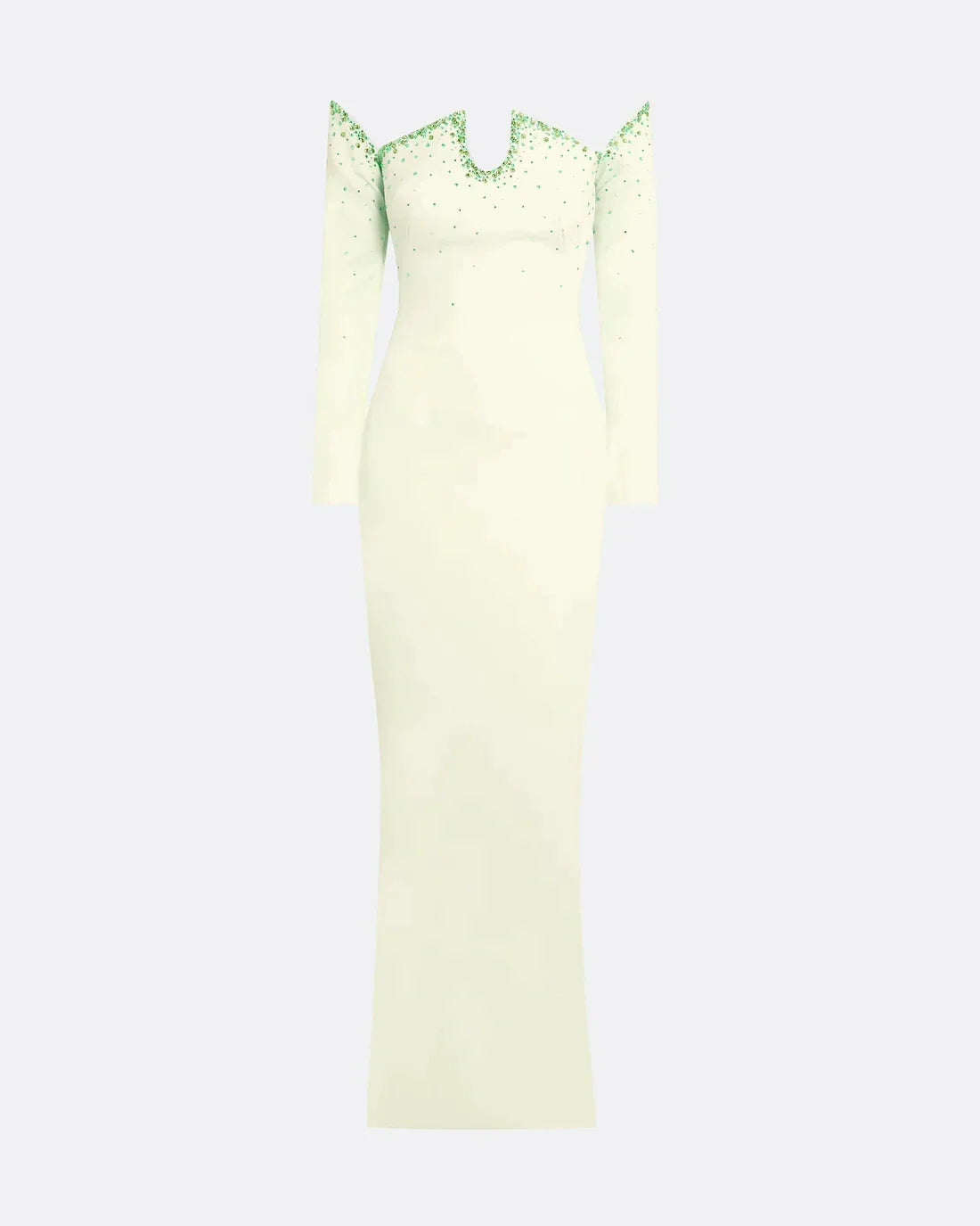 off-shoulder column gown with crystal-trimmed neckline – ODD- EMEDA