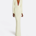 long-sleeve column dress with ombré sequin illusion panel – ODD- SOLANA