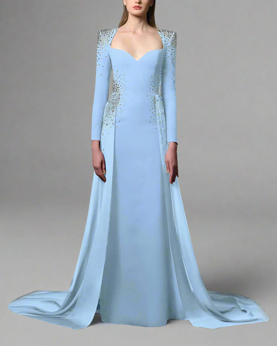 Blue embroidered dress with overskirt - ODD- Rody