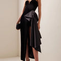 strapless velvet gown with oversized side bow – ODD- NOIRUV