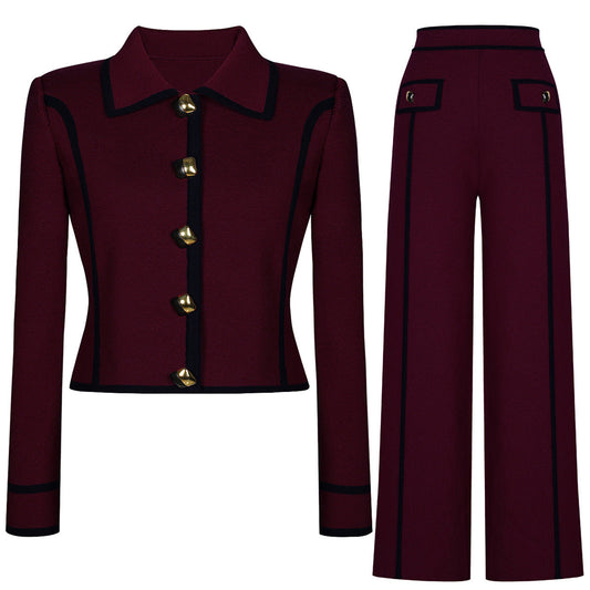 long sleeve tailored suit with contrast piping - ODD- DORRAZLI