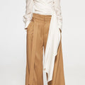 Off-Shoulder Buttoned Shirt with Waist Tie - ODD- Burti