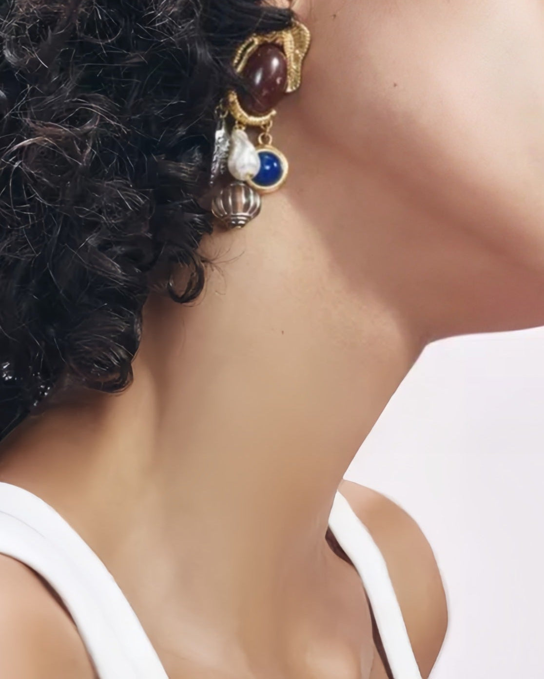 statement drop earrings with gemstone charms - ODD- Vurdwi