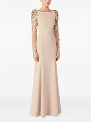 long column dress with embellished sheer sleeves - ODD- AUROXIA