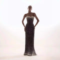 strapless column gown with pearl and crystal embellishments – ODD- AUROQSU