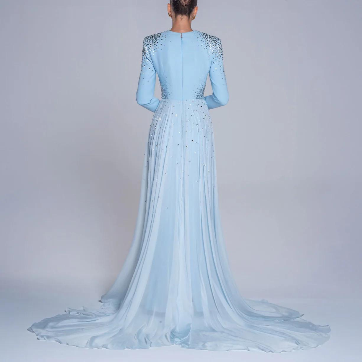 Blue embroidered dress with overskirt - ODD- Rody
