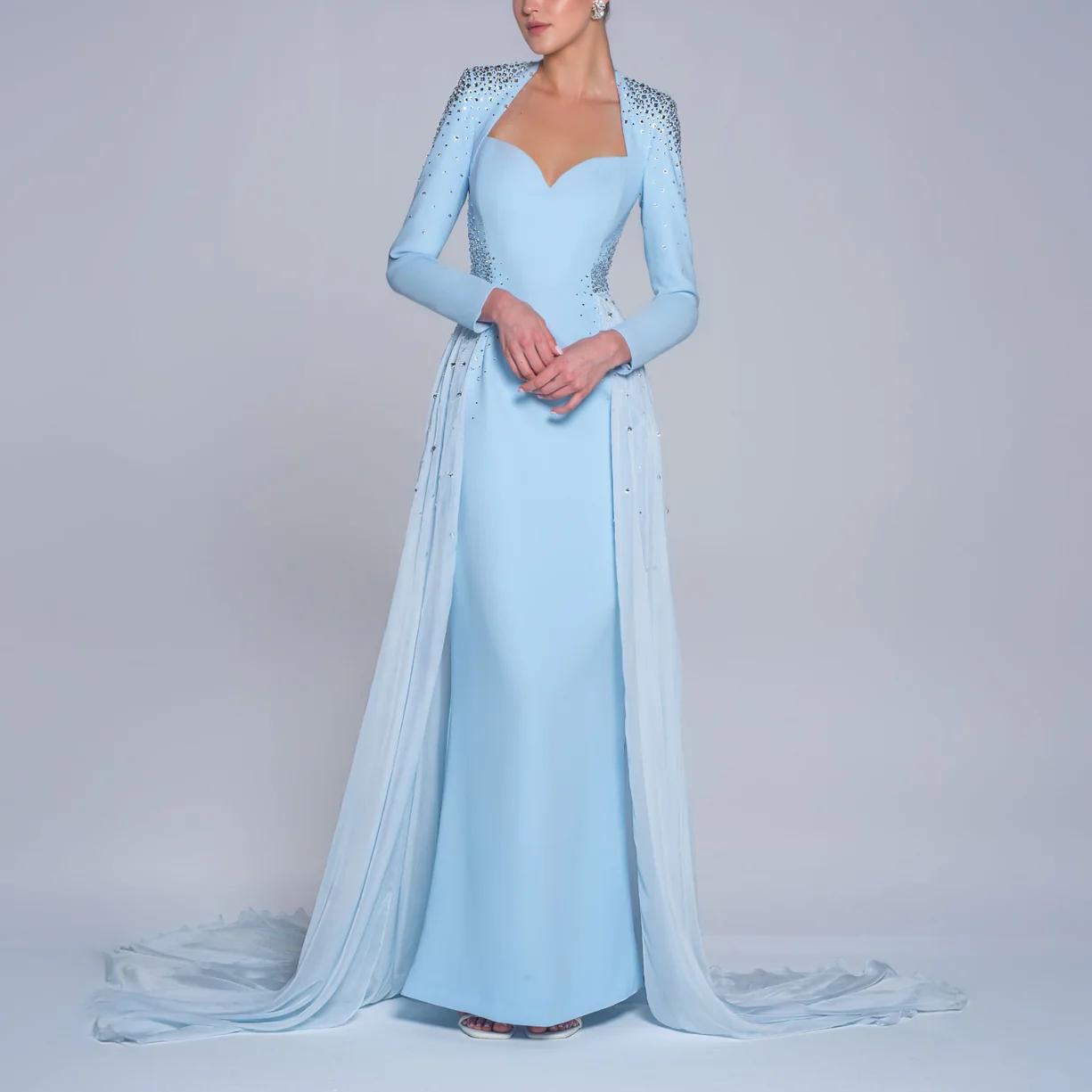 Blue embroidered dress with overskirt - ODD- Rody