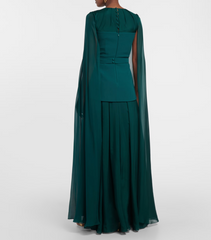 Chiffon cape gown with layered skirt – ODD- Nirmen