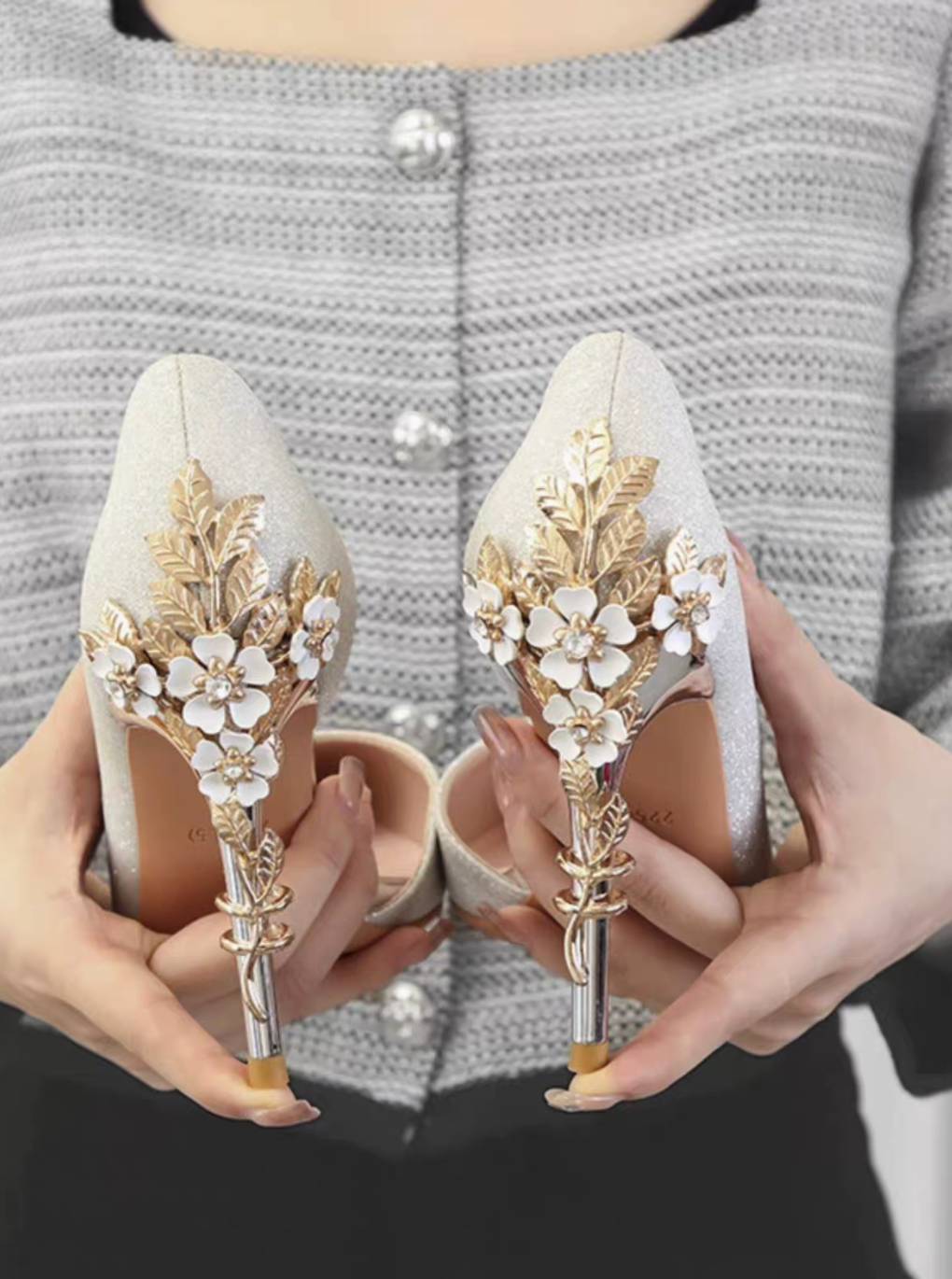 ODD-Classic Stiletto Shoe with Rhinestone Heel