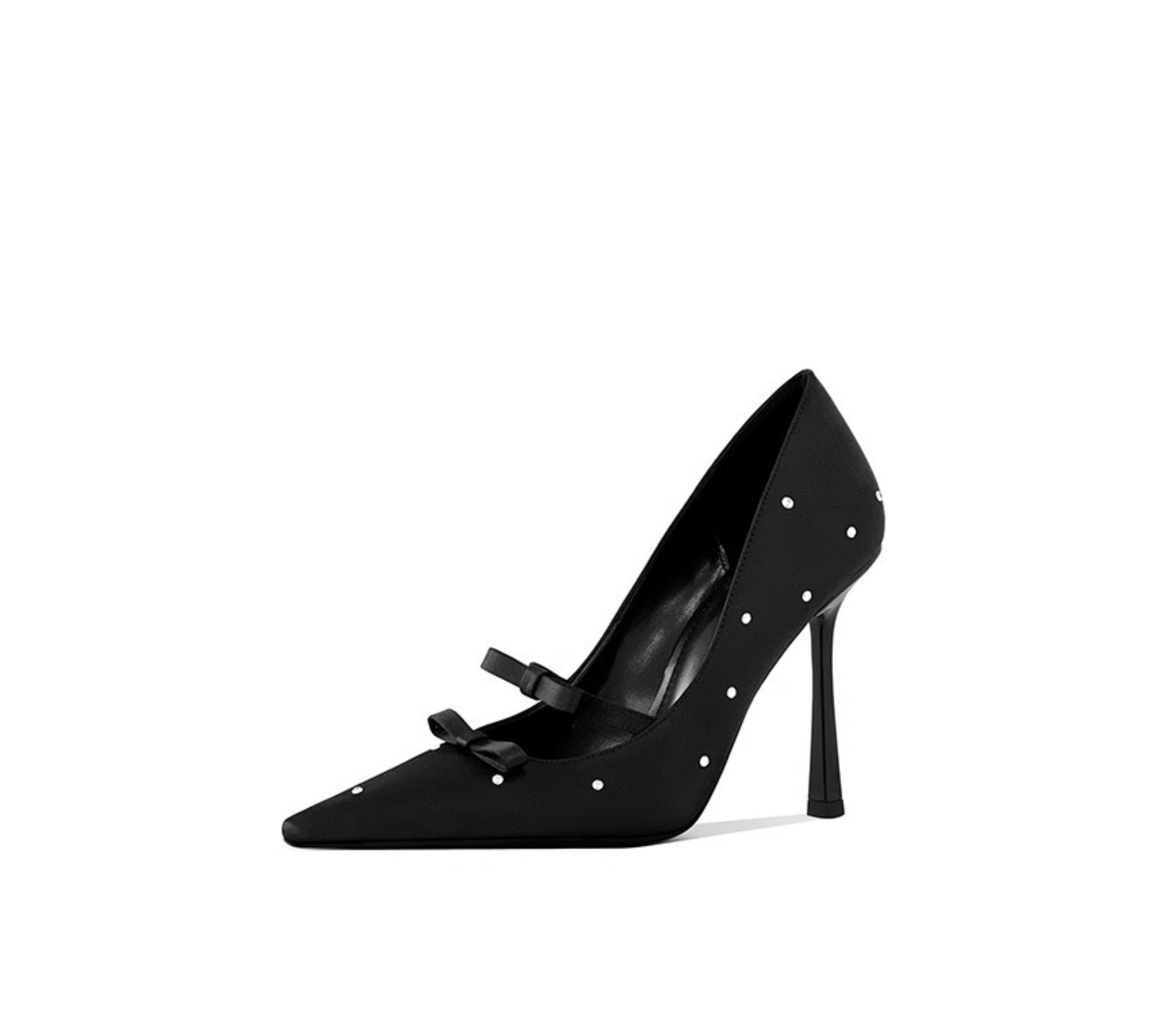 Pearl-Embellished Double Bow Satin Pumps – ODD- LILIAN