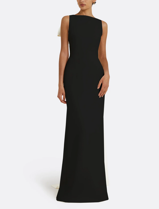 sleeveless column gown with contrast train – ODD- NOILF