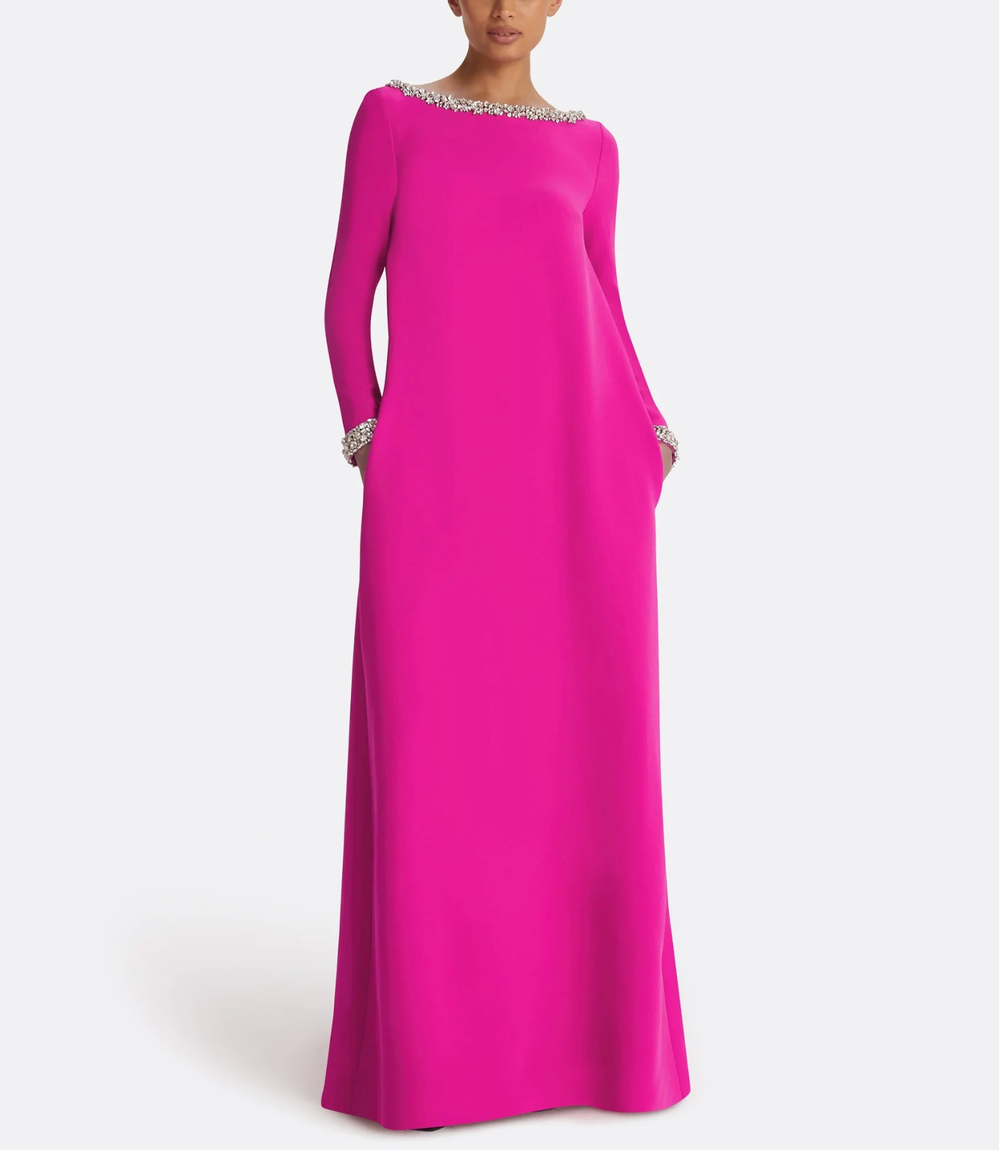 long-sleeve A-line gown with embellished neckline – ODD- FOUCE