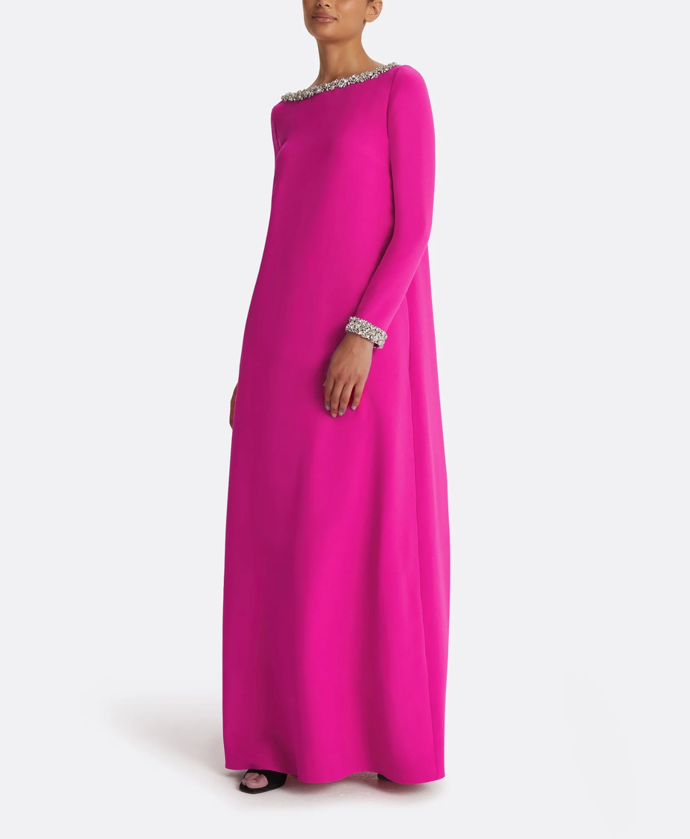 long-sleeve A-line gown with embellished neckline – ODD- FOUCE