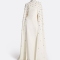 embellished ivory gown with high-neck cape overlay – ODD- CELESTIA
