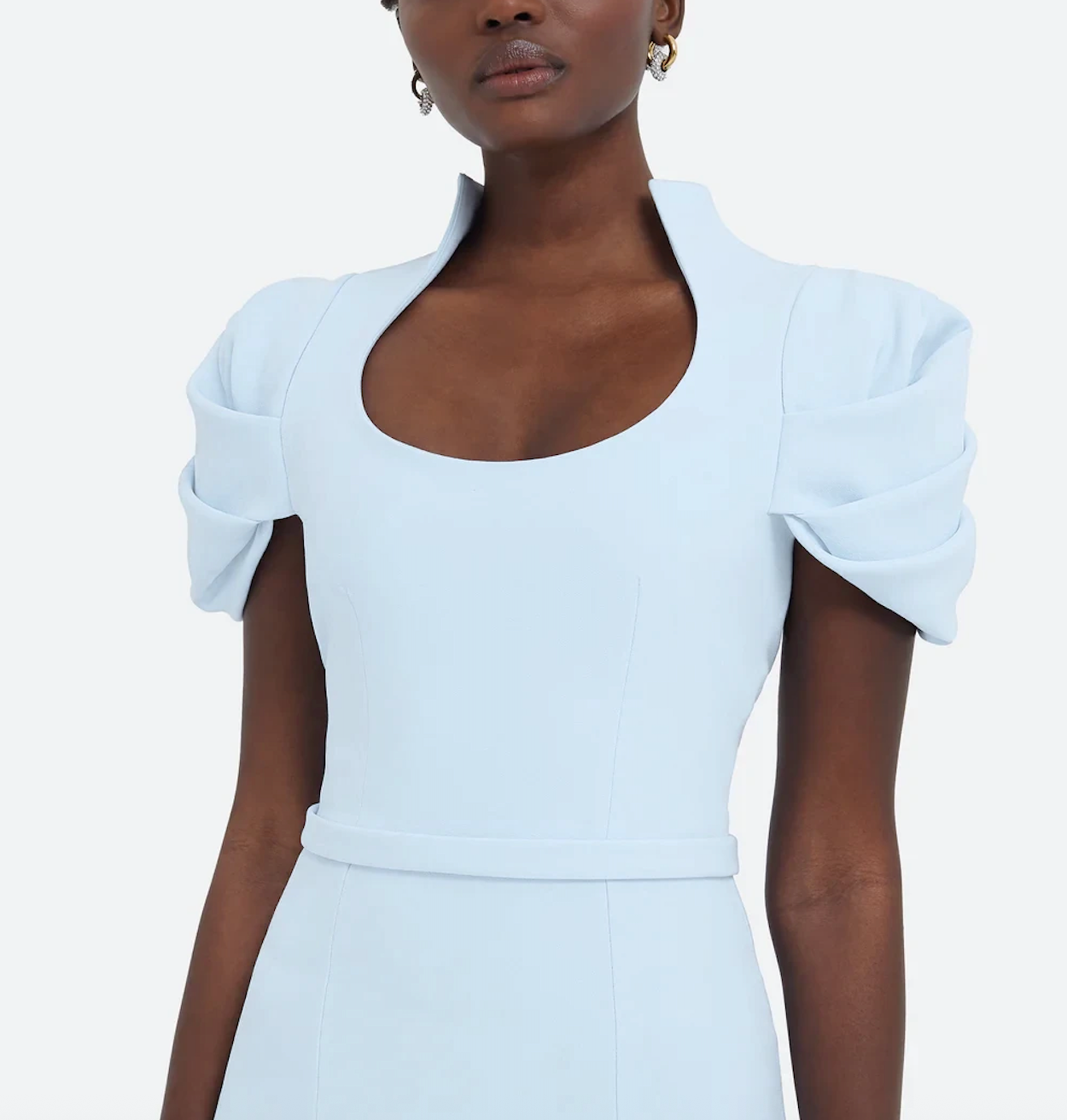 mermaid gown with ruched puff sleeves – ODD- AZURELLE