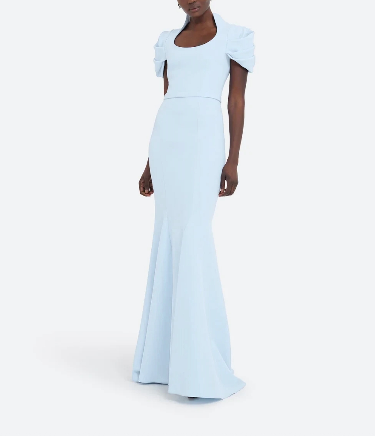 mermaid gown with ruched puff sleeves – ODD- AZURELLE