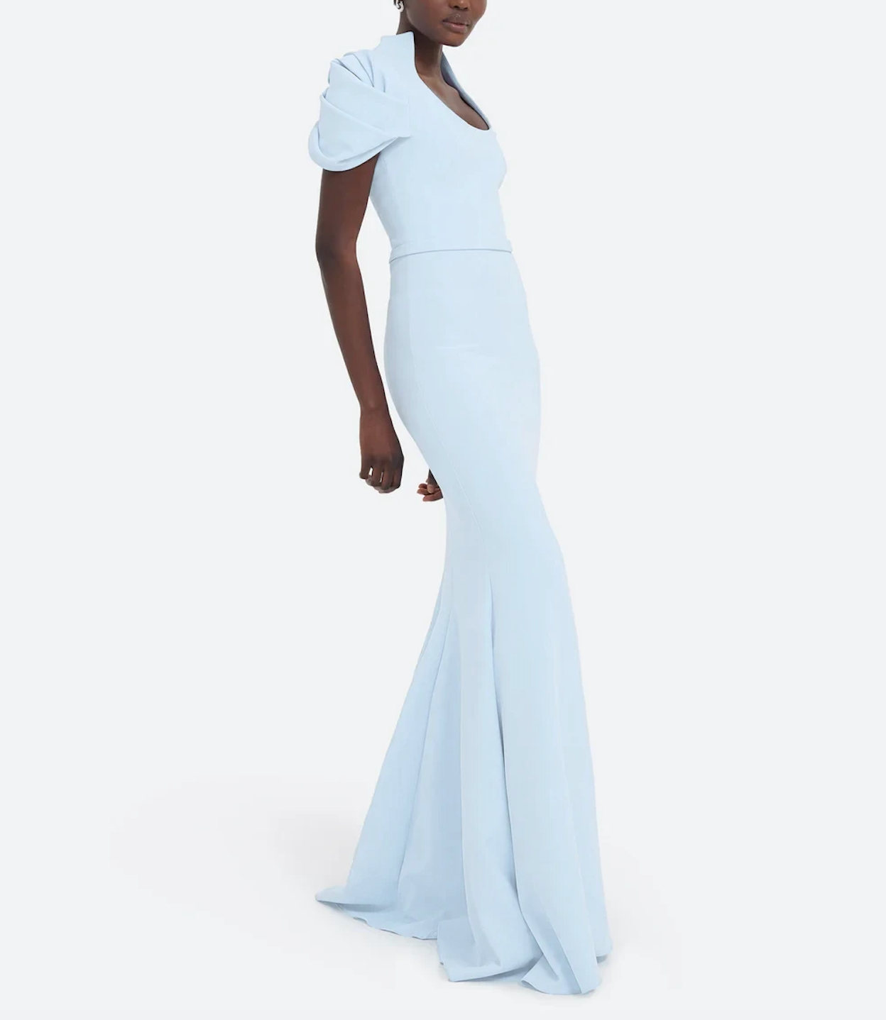 mermaid gown with ruched puff sleeves – ODD- AZURELLE