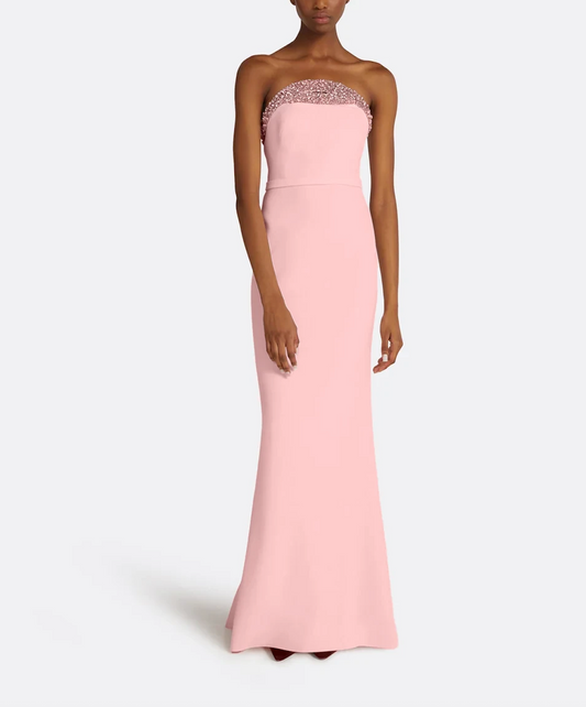 strapless column gown with beaded neckline – ODD- ROSÉ