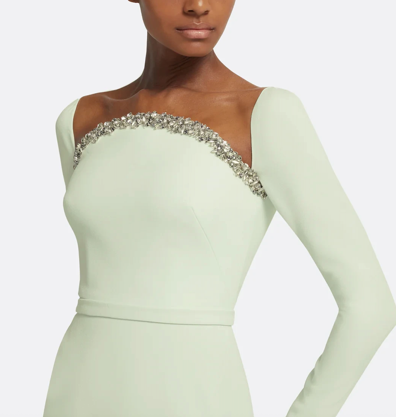 long-sleeve mermaid gown with embellished neckline – ODD- SERII