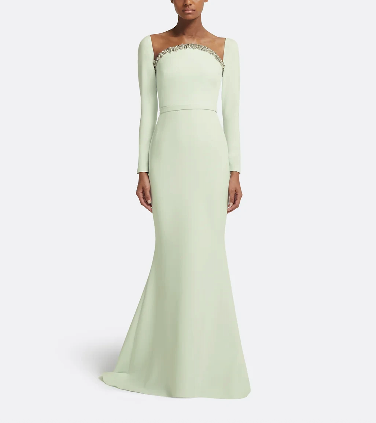 long-sleeve mermaid gown with embellished neckline – ODD- SERII