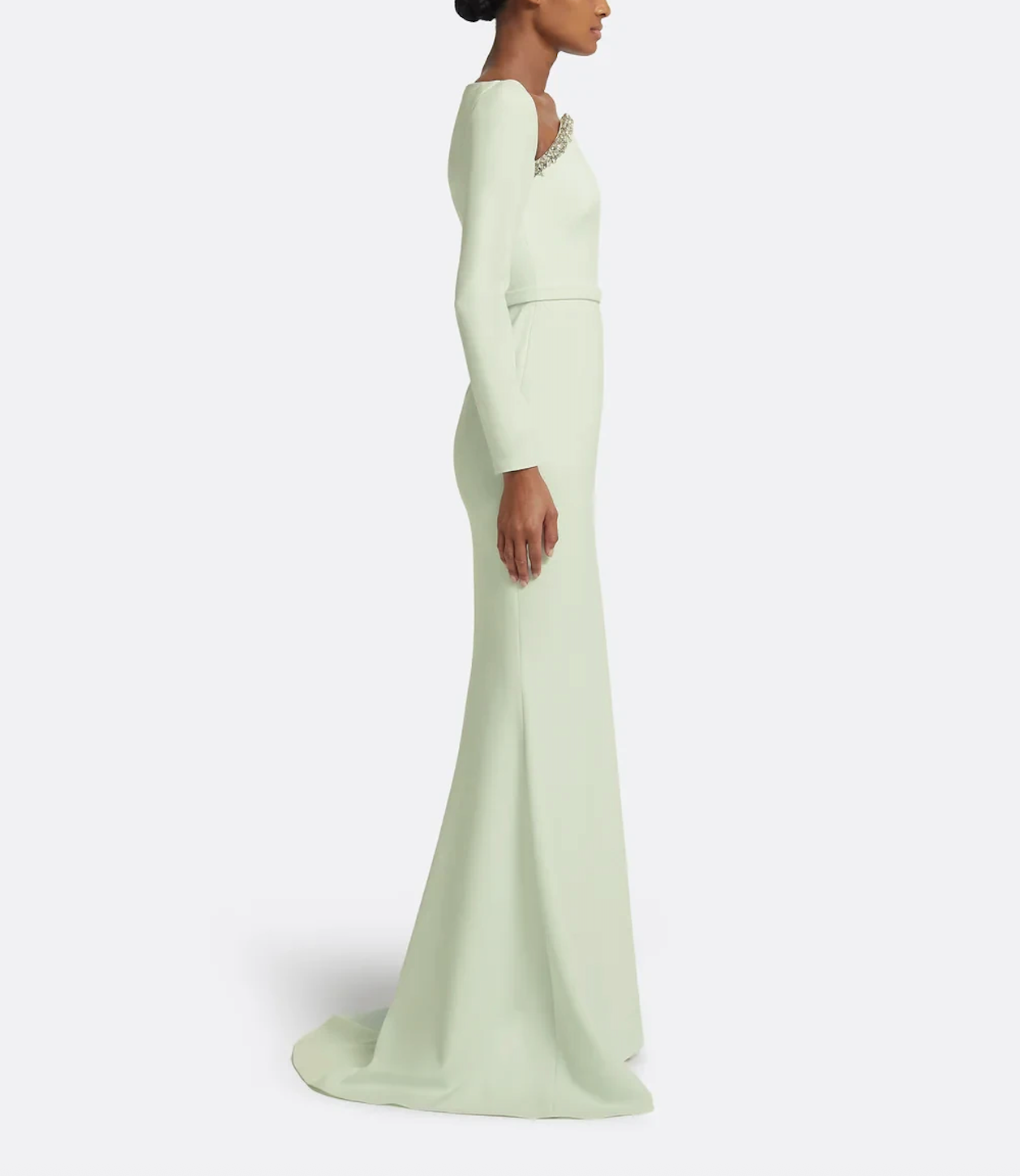 long-sleeve mermaid gown with embellished neckline – ODD- SERII