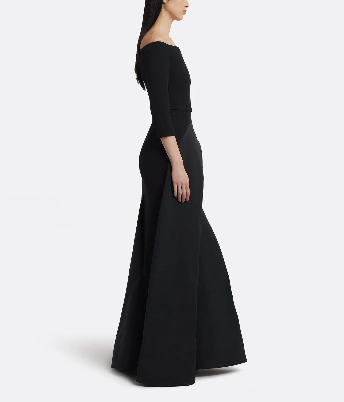 off-shoulder gown with draped slit skirt – ODD- NOLEIN