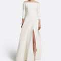 off-shoulder gown with draped slit skirt – ODD- ALYAAH