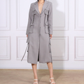 tailored long utility blazer dress with strap details – ODD- GRAYSON