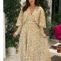 lace midi dress with scalloped cape sleeves – ODD- SERENA