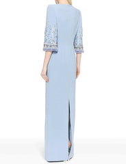 crystal-embellished column dress with half sleeves – ODD- AURORA