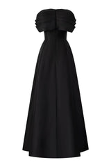 Cap-sleeve A-line dress with embellished neckline - ODD- NOIR