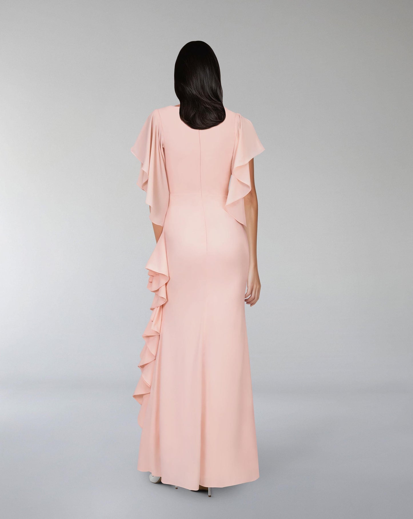 ODD-V-neckline ruffle dress with ruffled sleeves