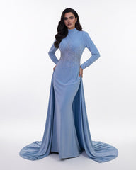 long-sleeve embellished gown with flowing cape – ODD- SELENECI