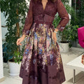 lace bodice midi dress with corset waist and floral skirt – ODD- VELARA