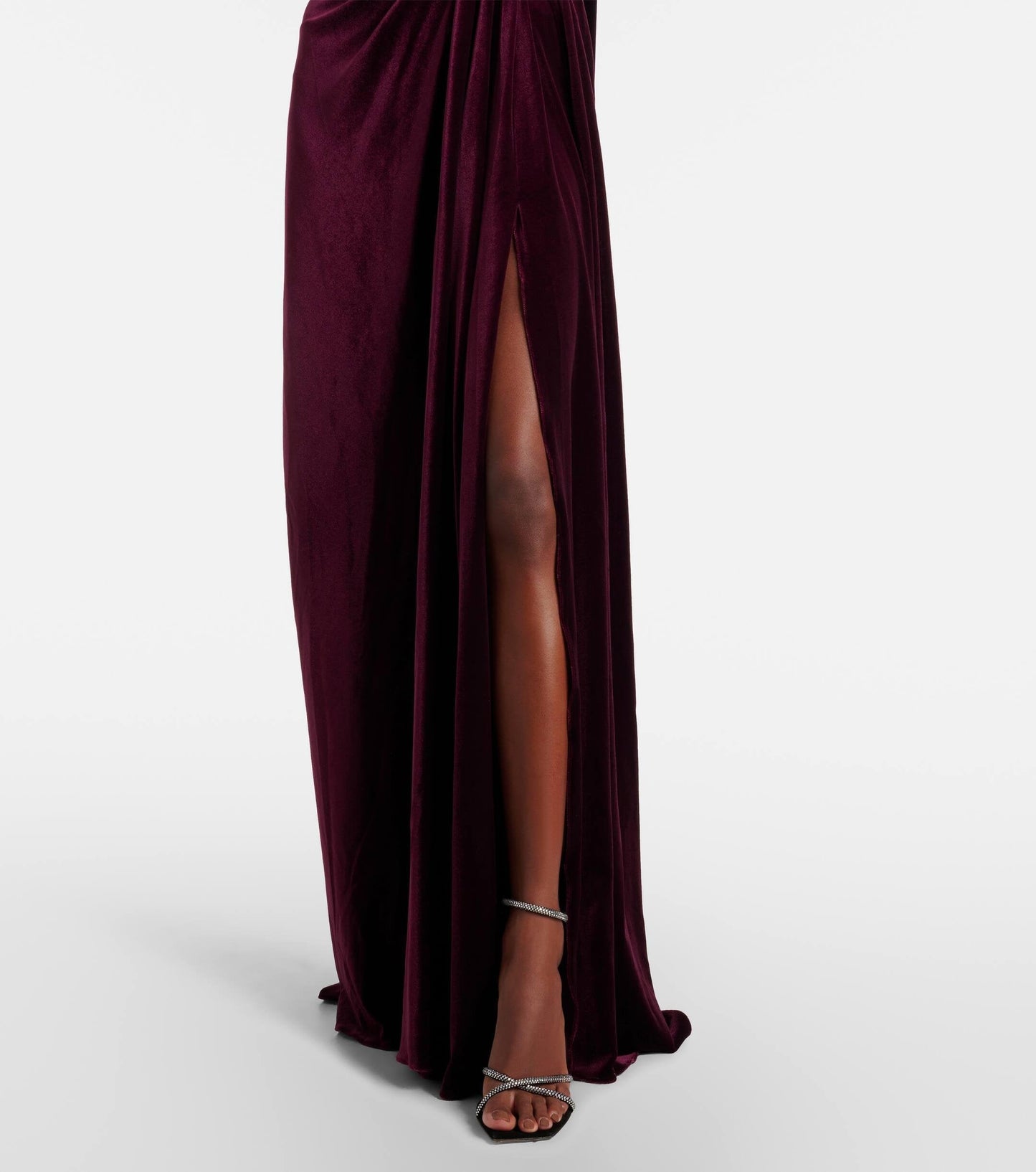 velvet gown with draped waist and choker neckline – ODD- MARCELA