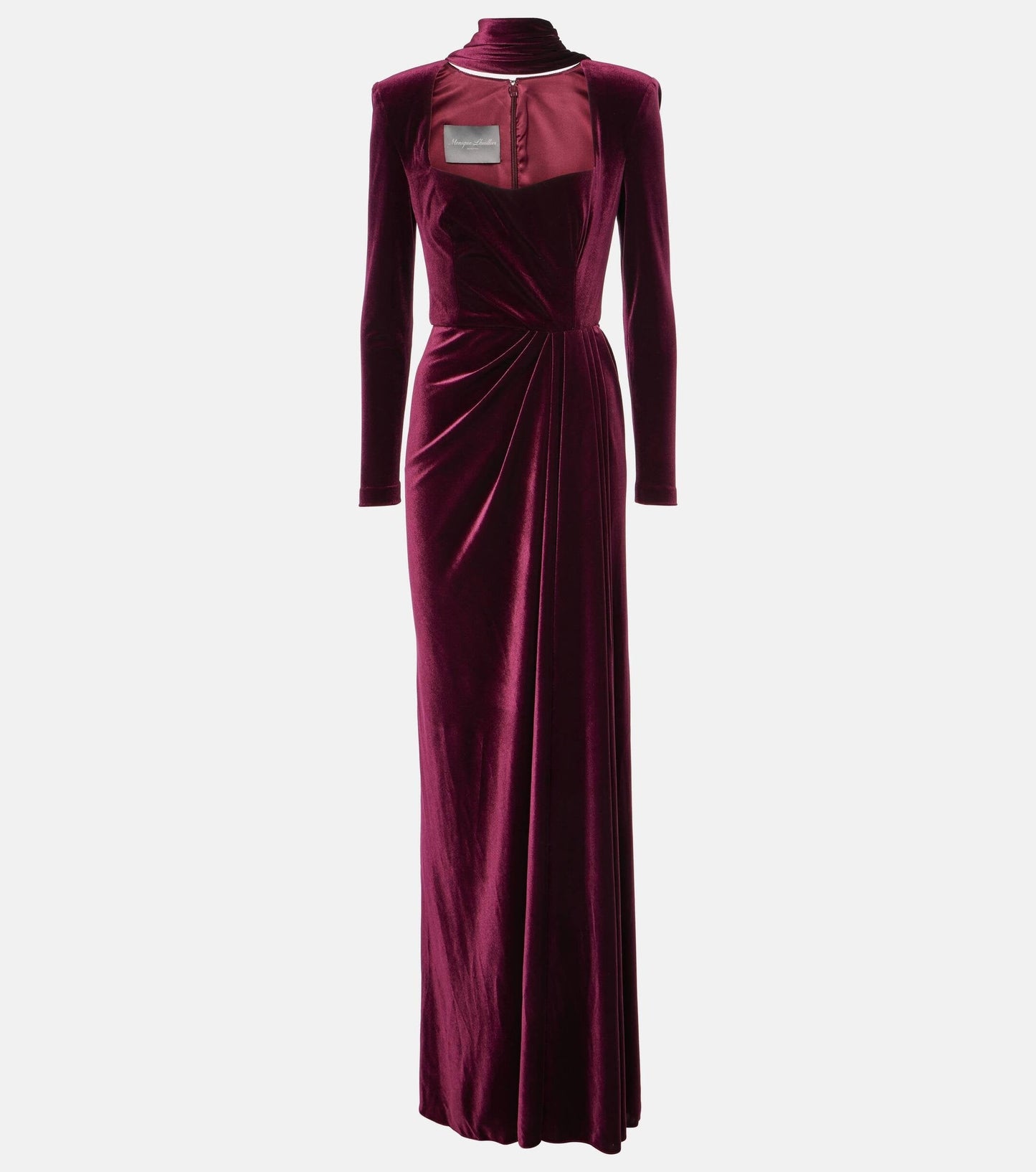 velvet gown with draped waist and choker neckline – ODD- MARCELA