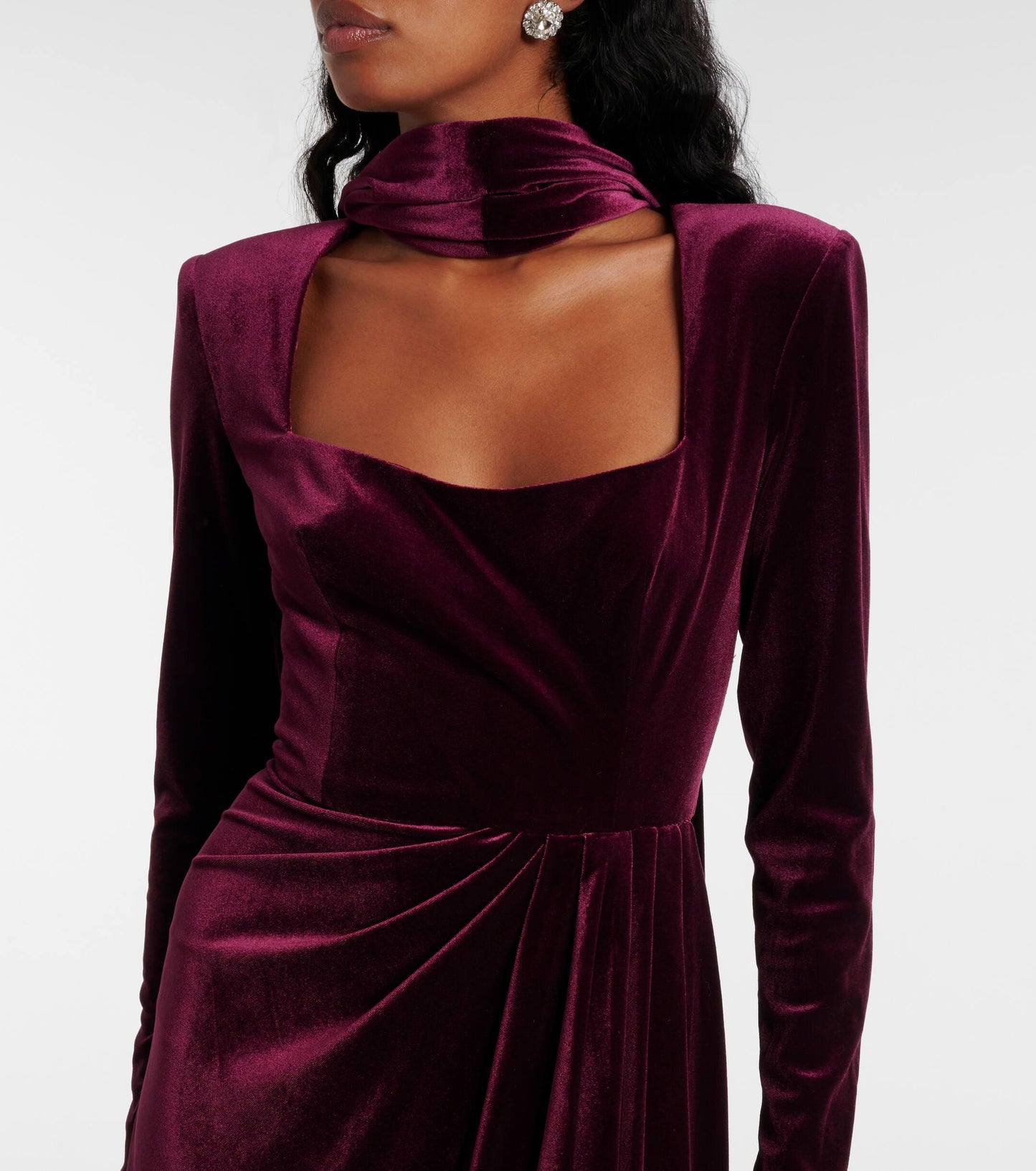 velvet gown with draped waist and choker neckline – ODD- MARCELA