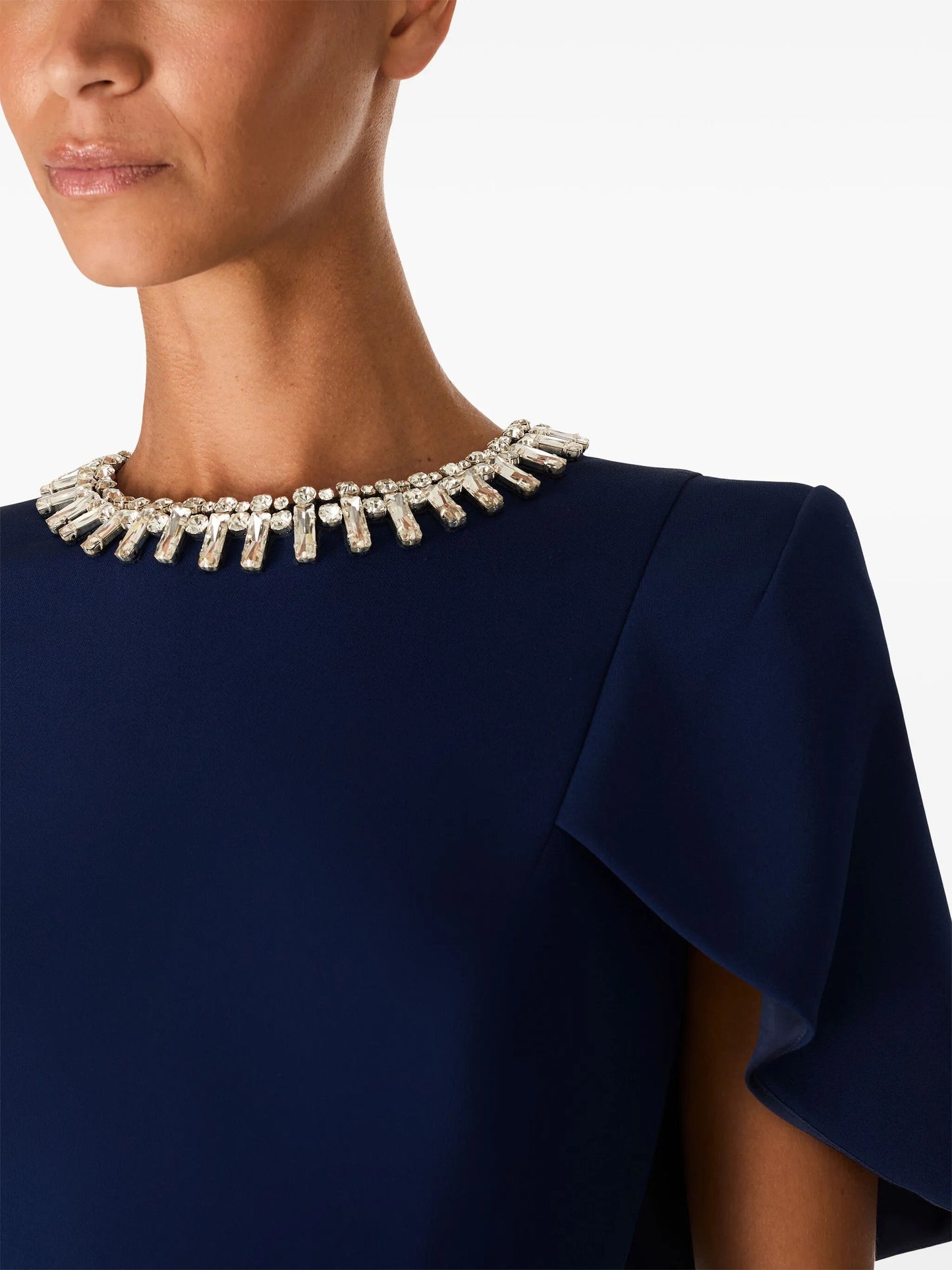 embellished neckline sheath dress with flutter sleeves – ODD- FEDAH