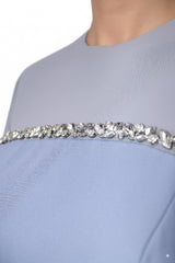 long-sleeve gown with crystal trim and tiered ruffle skirt – ODD- AZEIRA