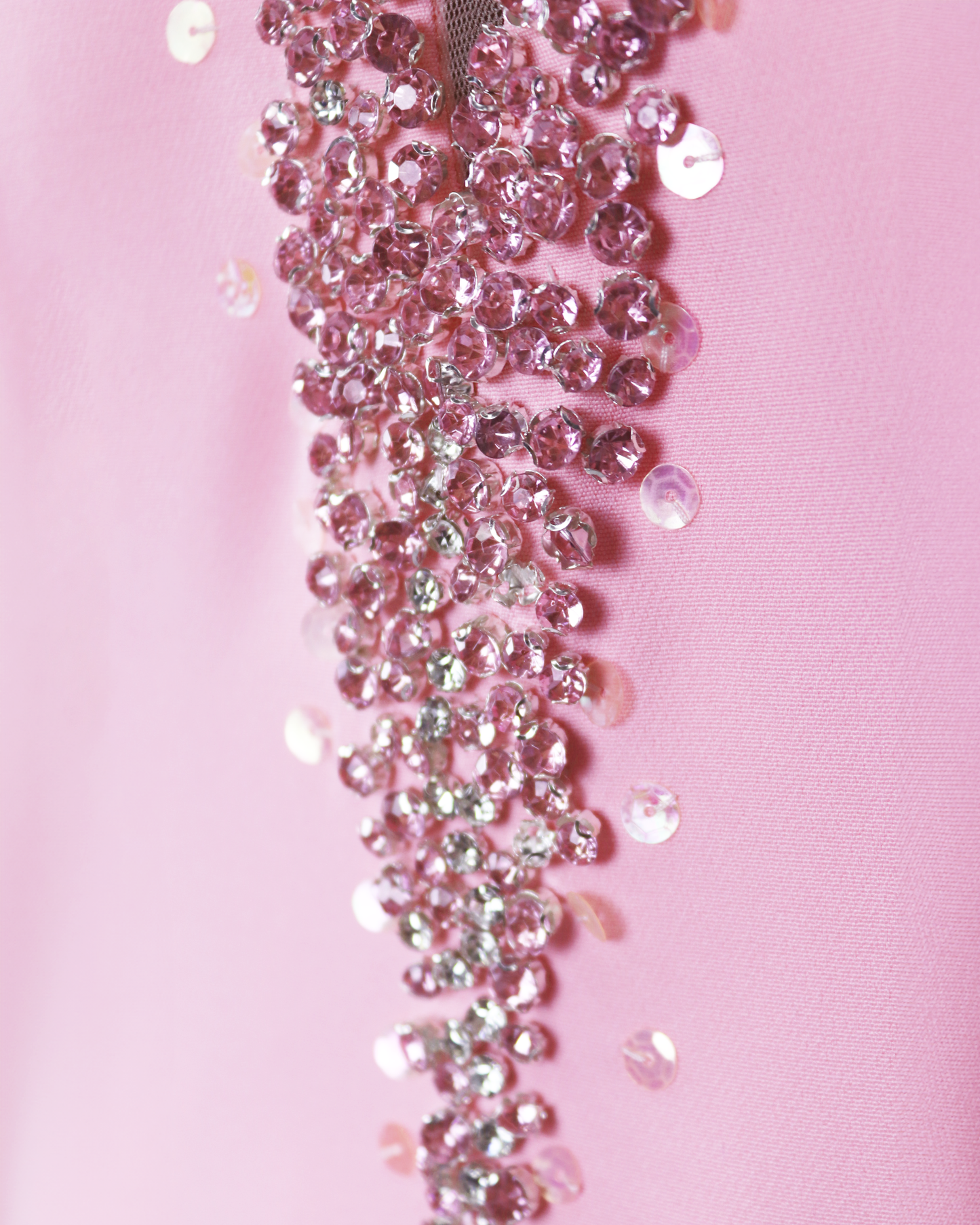 ODD-Sequinned neckline - long floor length pink dress